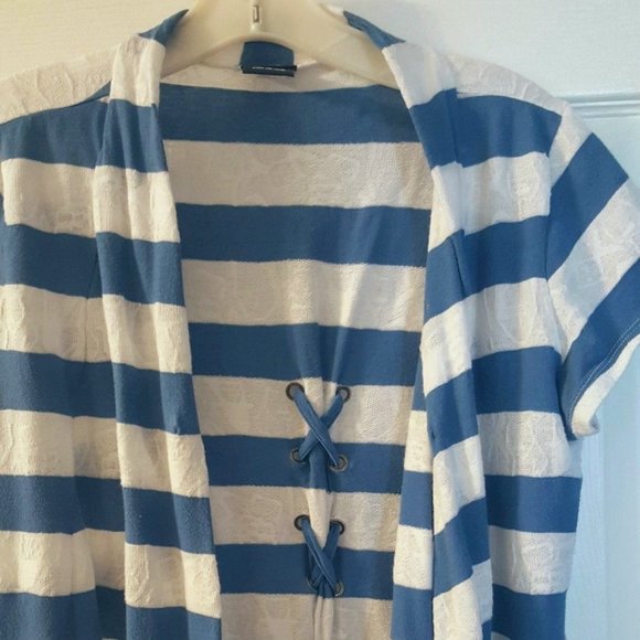Vanity Open Fly Away Cardigan Striped Laced L - Picture 1 of 7